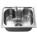 Kit Cuba para Cozinha Gourmet Pia Aço Inox com Acessórios e Lixeira Nawa 50 cm Prata