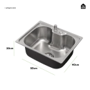 Kit Cuba para Cozinha Gourmet Pia Aço Inox com Acessórios e Lixeira Nawa 50 cm Prata
