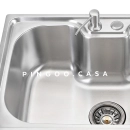 Kit Cuba para Cozinha Gourmet Pia Aço Inox com Acessórios e Tábua de Corte Carajás e Torneira Monocomando Envira Prata