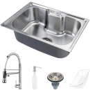 Kit Cuba para Cozinha Gourmet Pia Aço Inox com Acessórios Nawa 50 cm e Torneira Gourmet Munim Prata