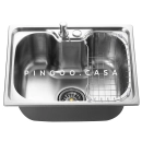 Kit Cuba para Cozinha Gourmet Pia Aço Inox com Acessórios Nawa 50 cm e Torneira Gourmet Munim Prata