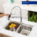 Kit Cuba para Cozinha Gourmet Pia Dupla Aço Inox com Acessórios  e Lixeira Ticunas Prata