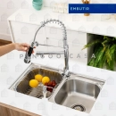 Kit Cuba para Cozinha Gourmet Pia Dupla Aço Inox com Acessórios e sifão Ticunas Prata