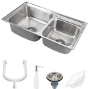 Kit Cuba para Cozinha Gourmet Pia Dupla Aço Inox com Acessórios e sifão Ticunas Prata