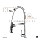 Kit Cuba para Cozinha Gourmet Pia Dupla Aço Inox com Acessórios Tábua de Corte Lixeira 5L Ticunas e Torneira Monocomando Gourmet Munim Prata