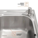 Kit Cuba para Cozinha Gourmet Pia Dupla Aço Inox com Acessórios Tábua de Corte Lixeira 5L Ticunas e Torneira Monocomando Gourmet Munim Prata