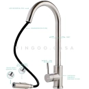 Kit Cuba para Cozinha Pia com Acessórios Matis e Torneira Monocomando Gourmet Iriri  Prata Escovado