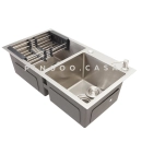 Kit Cuba para Cozinha Pia Dupla Aço Inox com Acessórios e Tábua de Corte Awá Prata Escovado