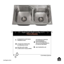 Kit Cuba para Cozinha Pia Dupla com Acessórios Ticunas e Torneira Monocomando Gourmet Iriri Prata