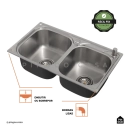 Kit Cuba para Cozinha Pia Dupla com Acessórios Ticunas e Torneira Monocomando Gourmet Iriri Prata