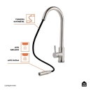 Kit Cuba para Cozinha Pia Dupla com Acessórios Ticunas e Torneira Monocomando Gourmet Iriri Prata