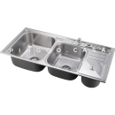 Kit Cuba para Cozinha Pia Dupla em Aço Inox com Acessórios com Lixeira Caiapós e Torneira Gourmet Munim Prata