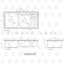 Kit Cuba para Cozinha Pia Dupla em Aço Inox com Acessórios com Lixeira Caiapós e Torneira Gourmet Munim Prata