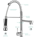Kit Cuba para Cozinha Pia Dupla em Aço Inox com Acessórios com Lixeira Nukini e Torneira Gourmet Munim Prata