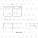Kit Cuba para Cozinha Pia Dupla em Aço Inox com Acessórios e Tábua de Corte Awá Dourado