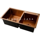 Kit Cuba para Cozinha Pia Dupla em Aço Inox com Acessórios e Tábua de Corte Awá Dourado Rose