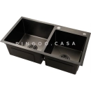 Kit Cuba para Cozinha Pia Dupla em Aço Inox com Acessórios e Tábua de Corte Awá Preto