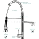 Kit Cuba para Cozinha Pia Dupla em Aço Inox Nukini com Acessórios Lixeira e Tábua de Corte e Torneira Gourmet Munim Prata