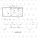 Kit Cuba para Cozinha Pia Dupla em Aço Inox Nukini com Acessórios Lixeira e Tábua de Corte Prata