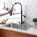 Kit Cuba para Cozinha Pia Inox Com Acessórios e Tábua Carajás e Torneira Gourmet Monocomando Munim - Prata e Preto