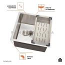 Kit Cuba para Cozinha Terena 44 cm e Torneira Misturador Monocomando em Aço Inox Iriri - Prata
