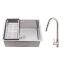 Kit Cuba para Cozinha Terena 58 cm e Torneira Misturador Monocomando em Aço Inox Iriri - Prata