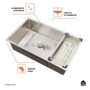 Kit Cuba para Cozinha Terena 74 cm e Torneira Misturador Monocomando em Aço Inox Iriri - Prata