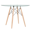 Kit - Mesa de vidro Eames 100 cm + 5 cadeiras Eiffel DSW branco