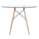 Kit - Mesa de vidro Eames 100 cm + 5 cadeiras Eiffel DSW branco
