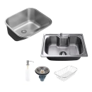 Kit Tanque Aço Inox Atikum e Kit Cuba Para Cozinha Carajás Prata