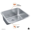 Kit Tanque Aço Inox e Kit Cuba Para Cozinha Carajás Prata