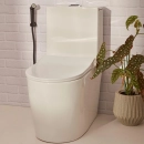 Kit Vaso Sanitário Monobloco Amazonita e Ducha Higiênica para Banheiro Apa - Branco e Preto