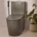 Kit Vaso Sanitário Monobloco Amazonita e Ducha Higiênica para Banheiro Apa - Cinza e Preto