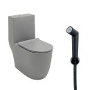 Kit Vaso Sanitário Monobloco Amazonita e Ducha Higiênica para Banheiro Apa - Cinza e Preto