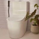 Kit Vaso Sanitário Monobloco Amazonita e Ducha Higiênica para Banheiro Jacuí - Branco e Preto