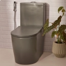 Kit Vaso Sanitário Monobloco Amazonita e Ducha Higiênica para Banheiro Jacuí - Cinza e Prata