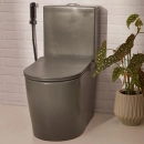 Kit Vaso Sanitário Monobloco Amazonita e Ducha Higiênica para Banheiro Jacuí - Cinza e Preto