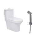 Kit Vaso Sanitário Monobloco Caixa Acoplada Barita e Ducha Manual Apa Pingoo.casa - Branco e Prata