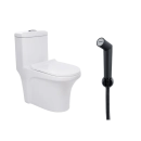 Kit Vaso Sanitário Monobloco Caixa Acoplada Barita e Ducha Manual Apa Pingoo.casa - Branco e Preto