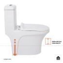 Kit Vaso Sanitário Monobloco Caixa Acoplada Barita e Ducha Manual Jacuí Pingoo.casa - Branco e Prata