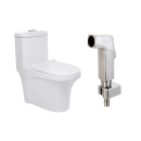 Kit Vaso Sanitário Monobloco Caixa Acoplada Barita e Ducha Manual Jacuí Pingoo.casa - Branco e Prata