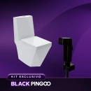 Kit Vaso Sanitário Monobloco Opala e Ducha Manual Jacuí Pingoo.casa - Branco e Preto