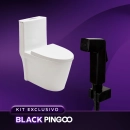 Kit Vaso Sanitário Monobloco Painita e Ducha Manual Jacuí Pingoo.casa - Branco e Preto