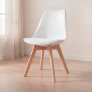 Cadeira de jantar Leda com assento estofado e design moderno - Branco