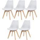 kit 5 Cadeiras de jantar Leda com assento estofado e design moderno - Branco