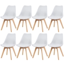 kit 8 Cadeiras de jantar Leda com assento estofado e design moderno - Branco