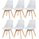 Kit 6 cadeiras de jantar Leda com assento estofado e design moderno – Branco