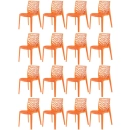 Kit 16 Cadeiras de jantar Gruvyer com design contemporâneo e anatômico - Laranja