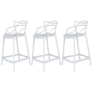 Kit 3 Banquetas média para bancada Master Allegra em Polipropileno 66 cm - Branco