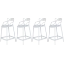 Kit 4 Banquetas média para bancada Master Allegra em Polipropileno 66 cm - Branco